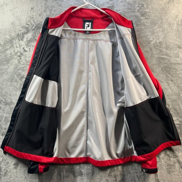 Footjoy Golf Jacket Men Large Red Full Zip Windbreaker Raincoat Sportwear - Picture 9 of 12